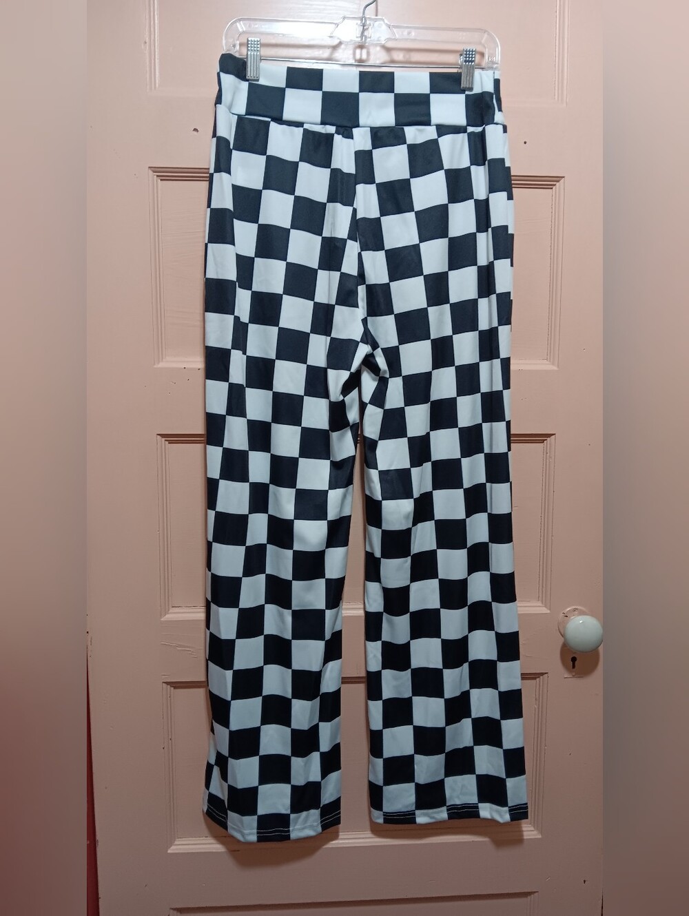 Women's Black & White Checkered Pants - Classic Grid Pattern